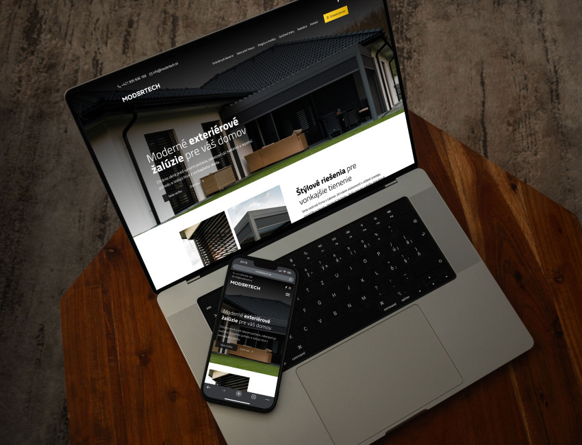 Webová stránka pre Modertech.sk
